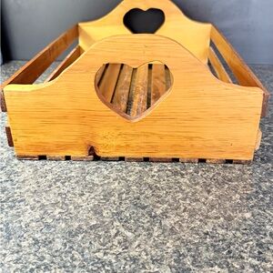Vintage Wooden Heart Cutout Tray